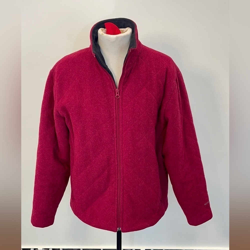 Vintage WOOLRICH Full Zip Woman’s Jacket | 100% Wool Ruby Red Heather Quilted
